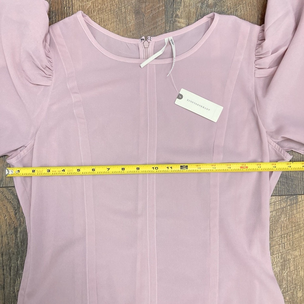 Anthropologie NWT Modern Sheer Midi Dress Violet Ice Pastel Pink Unlined sz 14 - Picture 7 of 11